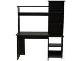 Black Wengue 6-Shelf Writing Desk with Built-in Bookcase B06280294
