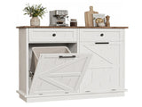 Tilt Out Trash Can Cabinet for Kitchen, Double 10-Gallon Hidden Trash Cabinet with Drawer, Farmhouse 91066255