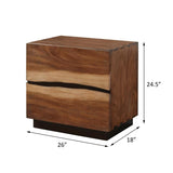 Smokey Walnut and Coffee Bean 2-drawer Nightstand B062P145565