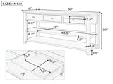 Retro Design Console Table with Two Open Shelves, Pine Solid Wood Frame and Legs for Living Room 50405748