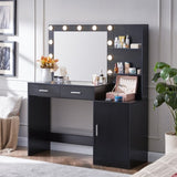 ZUN Vanity Desk with Mirror and Lights, 46.4IN Dressing Table with 2 Large Drawer&Large Vertical 65595019