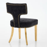 Mid Century Modern Dining Chairs Set of 2, Farmhouse Chenille Fabric Upholstered Accent Chair Curved W1143P314903