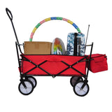 ZUN Garden Shopping Beach Cart folding wagon red W22730110