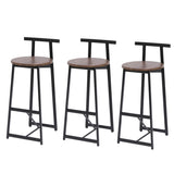 Bar Stool Set of 3 Counter Height Barstools with Back Armless Dining Chairs for Kitchen Island W1757P265185