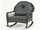 Mix Gray Handwoven PE Rattan Porch Rocking Chair, Metal Frame Safe Smooth Rocker with Removable 38238544