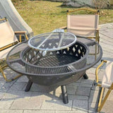 ZUN 39-inch fire pit, outdoor wood-burning barbecue pit bowl, steel round table for picnic on backyard W1951P254225