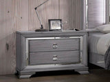 2 Drawers Wooden Nightstand with Mirror Trim, Light Gray B016P251572