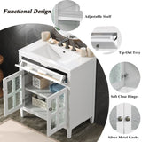 30" Bathroom Vanity with Ceramic Sink, Equipped with Adjustable Shelf and Tip-Out Tray, Bathroom N817P286250W