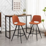 ZUN Porth Fabric Kitchen 28.25" Counter Height Stools, Set of 2, Orange T2574P165089