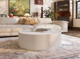 Light Sintered stone Top Cylinder Shape Leather Coffee modern Sofa Table for Living Room furniture W3081P367602