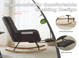 Teddy Fabric Wingback Glider Rocker & Ottoman Set, Nursery Nursing Rocking Chair with Side Storage 75497389
