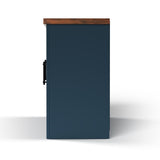 67 inch TV Stand Console for TVs up to 80 inches, No Assembly Required, Blue Denim and Whiskey B108P160177