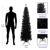 ZUN 7.5FT Black Slim Artificial Christmas Tree Includes Foldable Metal Stand 82779090