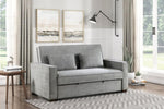 ZUN Modern Home Furniture Solid Wood Frame Sofa with Pull-Out Bed Gray Fabric Upholstered 2x Pillows B011125789