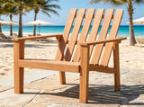 Natural Finish Acacia Wood Adirondack Chair, Ergonomic Backrest & Extra Armrests Heavy Duty Outdoor 50994470