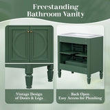 30" Bathroom Vanity with Sink, Two Doors with Shelf, Soft Close Door Hinges, Vintage Style, Green N759P226000F