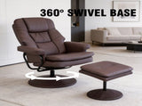 Swivel Cat Scratch Leather Recliner with Ottoman Chair Modern Armchair Ergonomic Push Manual W1622P460958