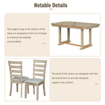 ZUN 6-Piece Rubber Wood Dining Table Set with Beautiful Wood Grain Pattern Tabletop Solid Wood Veneer 48310127