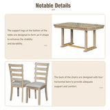 ZUN 6-Piece Rubber Wood Dining Table Set with Beautiful Wood Grain Pattern Tabletop Solid Wood Veneer 48310127