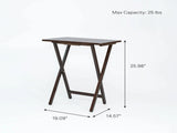 3-Piece Rubberwood Folding TV Tray Table Set of 2 with Storage Rack, Walnut 16434588