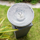 ZUN 44.5" Polyresin Gray Zen Bowl Water Fountain, Outdoor Bird Feeder /Bath Fountains, Relaxing Water W2078125236