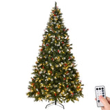 7.5 FT Pre-lit Artificial Snow Tipped Christmas Tree, Hinged Xmas Pine Tree with 1368 Branch Tips, 84208916