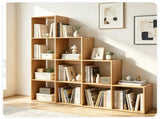 Natural Stepped 10-Cube Open Bookshelf 4-Tier Engineered Wood Storage Display Rack with Anti-Tipping 45719798