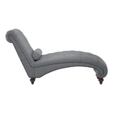 Modern Stylish Gray Color 1pc Chaise Button-Tufted Nailhead Trim w Bolster Pillow Comfortable Living B01165809