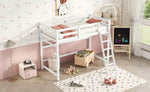 ZUN Twin Size High Loft Bed with inclined Ladder, Guardrails,White 52958115