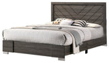 Contemporary Grey Finish Unique Queen Size Bed 1pc Bedroom Furniture Unique Lines Headboard Wooden B011P155467