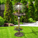 ZUN Outdoor Solar Lighted Pedestal Bird Bath Resin Fountain Decoration with Planter and Feeder, 54485687