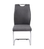 ZUN Modern Upholstery Fabric/ Chrome Dining Chair In Gray, Set of 2 B091P183621