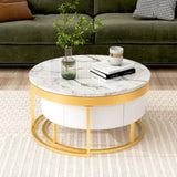 Modern Round Nesting Coffee Table with Drawers in White WF307201AAK