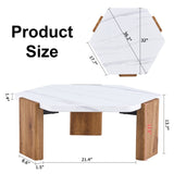 ZUN Modern practical MDF coffee table with white tabletop and wooden toned legs. Suitable for living W1151138529