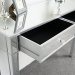 ZUN Mirrored Makeup Table Desk Vanity for Women with 2 Drawers 03176601