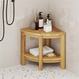 Bathroom Shower Chair,Teak Wood Shower Bench with Storage Shelf 84391729
