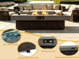 50000 BTU Rectangle Fire Pit, Smokeless Propane Outdoor Firepit with Convertible Coffee W853P553884