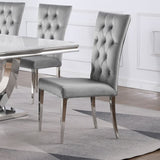 Set of 2 Velvet Upholstered Side Chairs, Grey and Chrome B016P227275