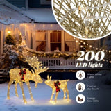 2pcs 4ft 30V 3.6W Moose Family 200LED Leather String Light Garden Moose Decoration Golden 82928292