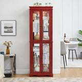 ZUN Lighted Glass Curio Display Cabinet,Display Cabinet,Glass Storage Cabinet Glass Wine cabinet Wood 33679607