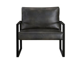 Modern Accent Chair Cushioned Seat Dark Gray Faux Leather Upholstery Black Metal Frame 1pc Style B011P255744