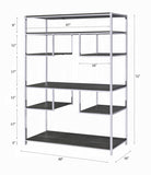 Rustic Grey Oak and Chrome 8-Shelf Bookshelf B062P209200