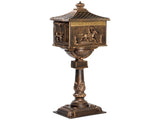 Cast Aluminum Mailbox with Post, Heavy Duty Postal Box with 2 Keys, Baffle Door, Expansion Bolts, 34328138