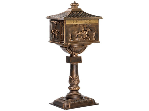 Cast Aluminum Mailbox with Post, Heavy Duty Postal Box with 2 Keys, Baffle Door, Expansion Bolts, 34328138