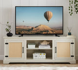 Farmhouse Rattan TV Stand Console Table for TVs up to 70 Inches, TV Console Table with 2 Storage W1758P178930
