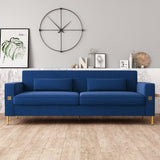 FX-P18-RBLuxury Velvet Sofa with Gold Accents - Modern 3-Seat Couch with Plush Cushions, W57649844