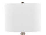 Belle 20" Contemporary Glass Accent Lamp in Clear Wrinkle Glass, Brushed Nickel and White Linen B202P224027