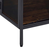 Antique Oak and Black Coffee Table with 4 Sliding Doors B062P181364