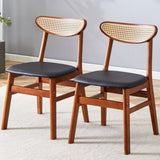 ZUN The stylish and durable solid wood dining chair, small curved back, PU cushion, and beautiful shape W1151P154588