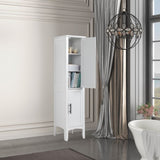 Storage Bathroom Cabinet, 2-Door Bathroom High Cabinet, White 03996531